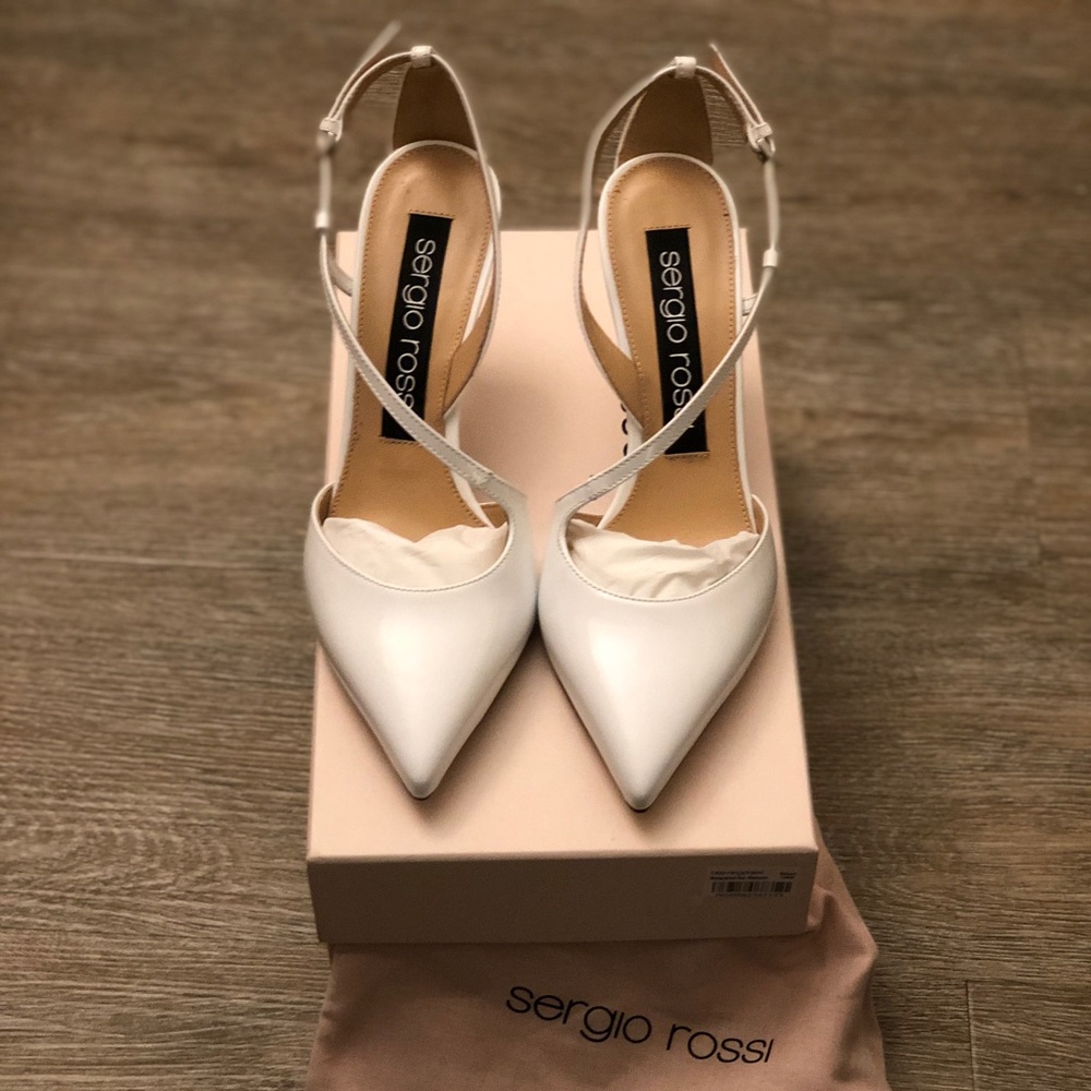 Sergio Rossi White Patent Leather Heels